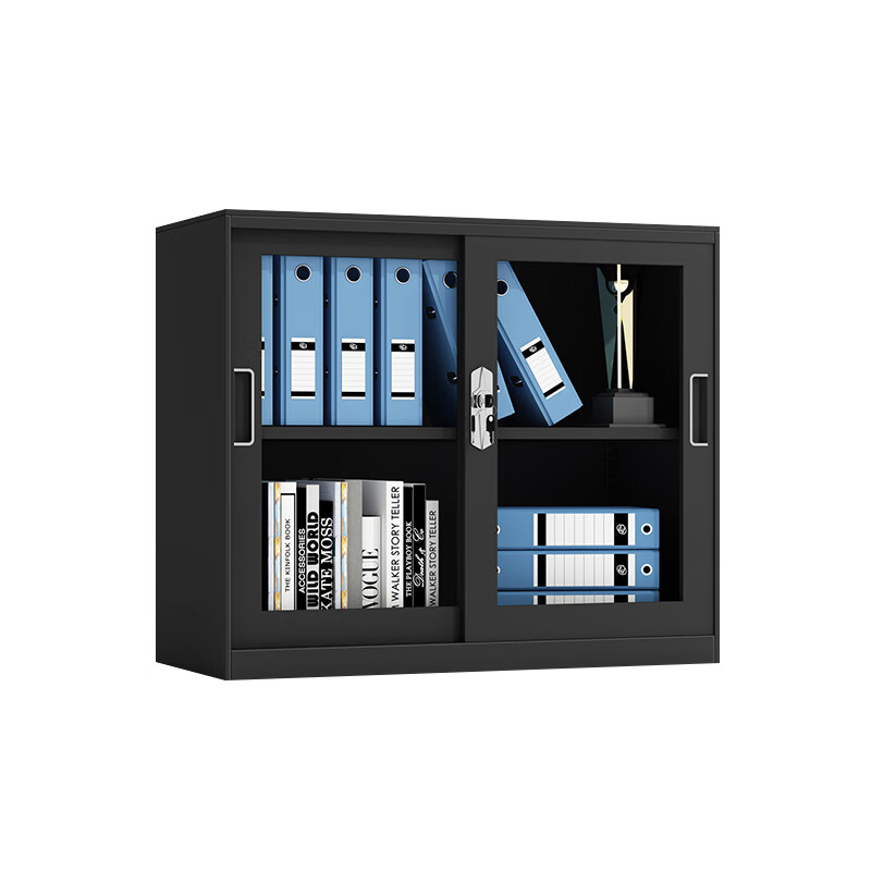 臻远 ZY5062256 钢制玻璃移门文件柜 90*40*76cm （单位：台） 黑色