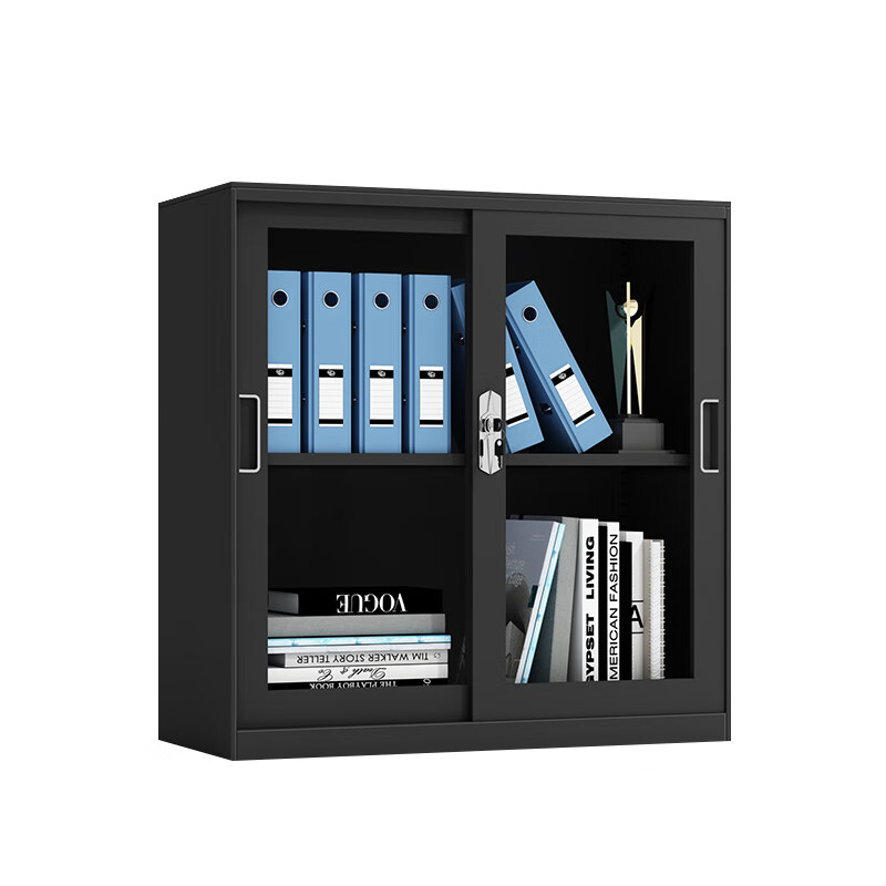 臻远 ZY5062264 钢制玻璃移门文件柜 90*40*92.5cm （单位：台） 黑色