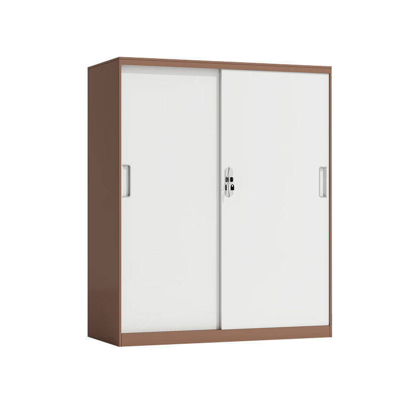 臻远 ZY5062266 钢制铁门移门文件柜 90*40*109cm （单位：台） 咖白