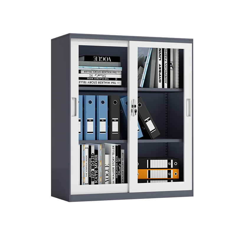 臻远 ZY5062271 钢制玻璃移门文件柜 90*40*109cm （单位：台） 灰白