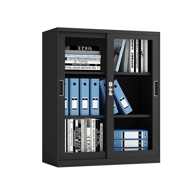 臻远 ZY5062272 钢制玻璃移门文件柜 90*40*109cm （单位：台） 黑色