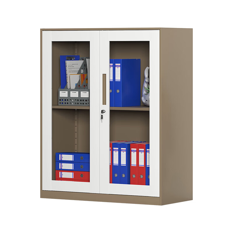 臻远 ZY5062278 钢制窄边玻璃门文件柜 90*40*76cm （单位：台） 咖白