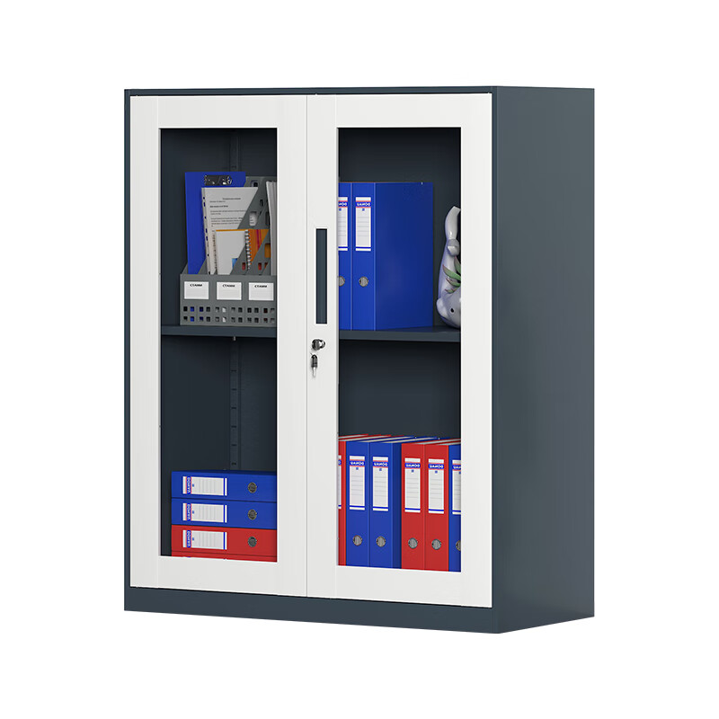 臻远 ZY5062279 钢制窄边玻璃门文件柜 90*40*76cm （单位：台） 灰白