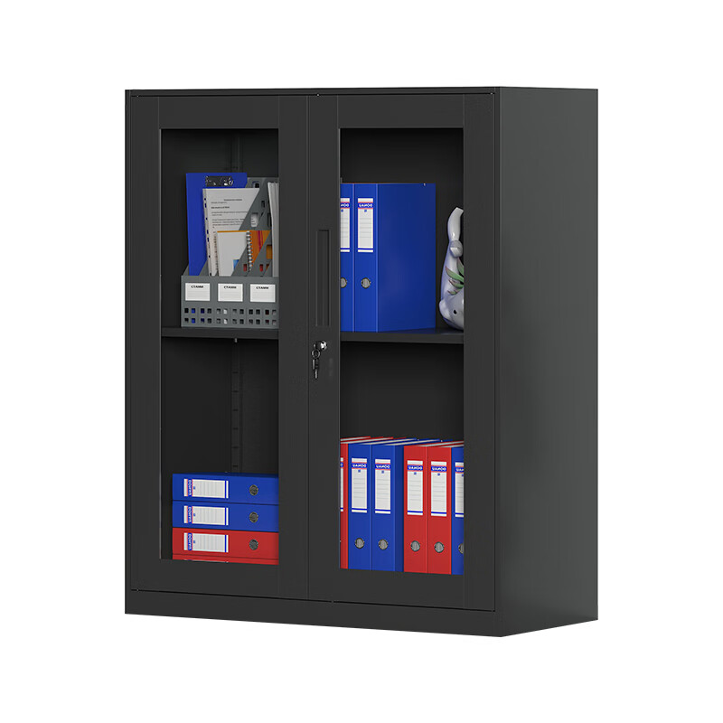 臻远 ZY5062280 钢制窄边玻璃门文件柜 90*40*76cm （单位：台） 黑色