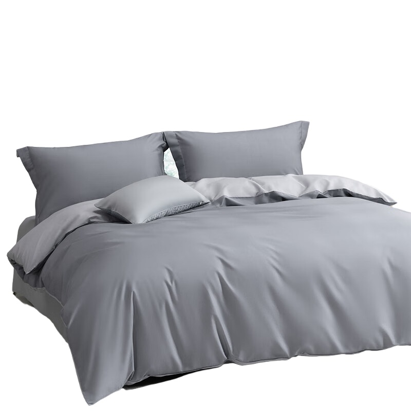 水星家纺（MERCURY） 霜灰雅韵 全棉抗菌四件套 被套200*230cm*1/床单230*250cm*1/枕套48*74cm*2 （单位：套）