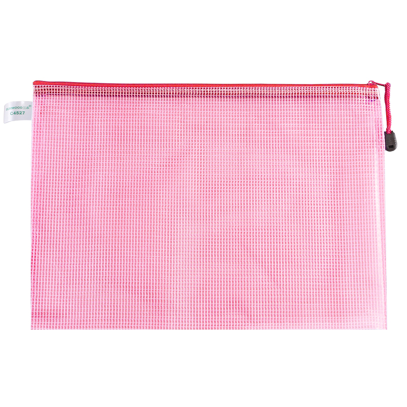 三木（SUNWOOD） C4527 网格拉链袋 A4 10个/包 （单位：包） 红色