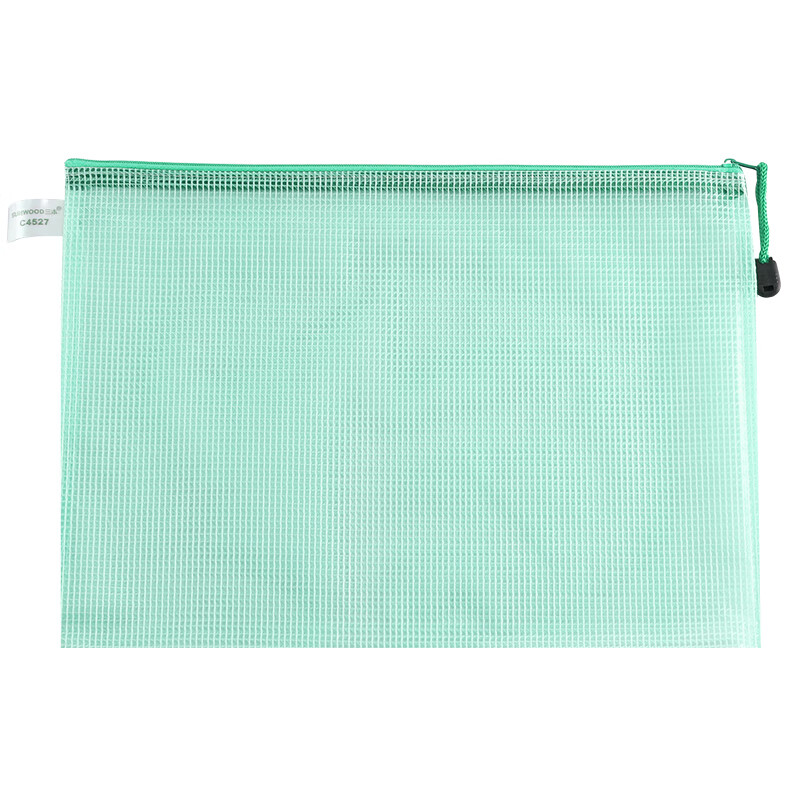 三木（SUNWOOD） C4527 网格拉链袋 A4 10个/包 （单位：包） 绿色