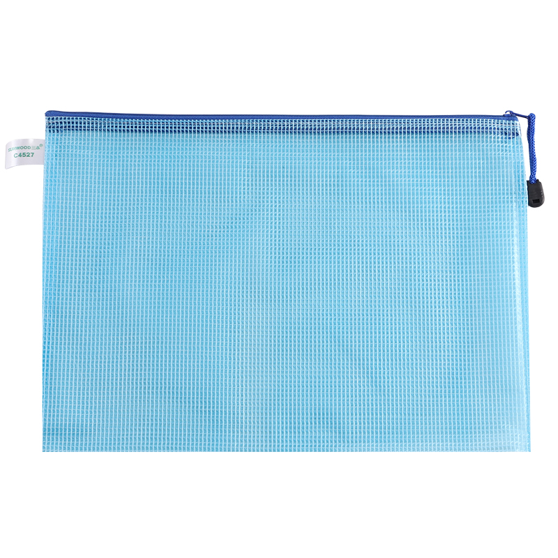 三木（SUNWOOD） C4527 网格拉链袋 A4 10个/包 （单位：包） 蓝色
