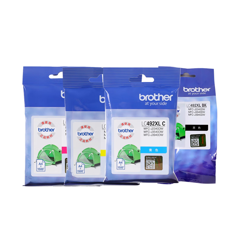 兄弟（brother） LC492XL 大容量四色墨盒套装 黑色3000页/彩色1500页 （单位：套） 适用MFC-J2340DW/J3540DW/J3940DW