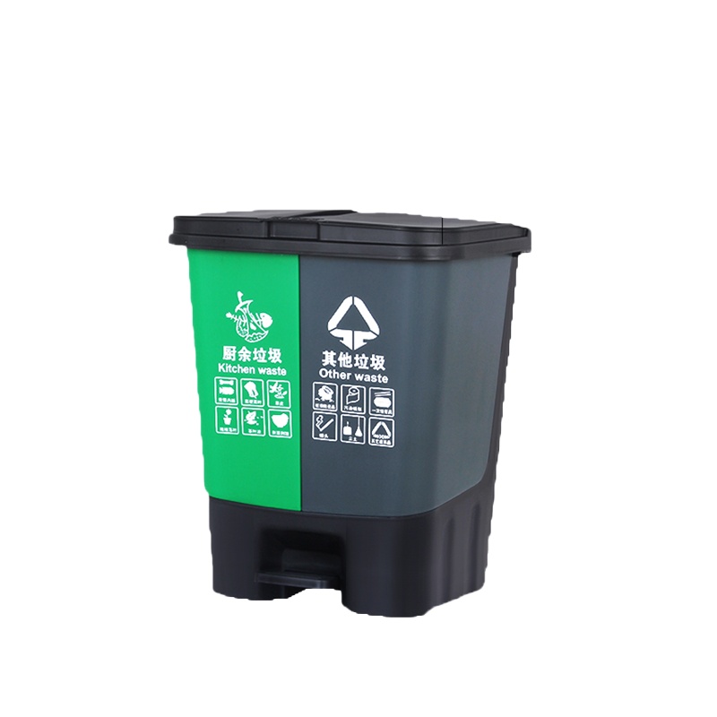 TBTPC 厨余垃圾+其他垃圾 脚踏式双桶分类垃圾桶 20L+20L （单位：个） 黑绿色