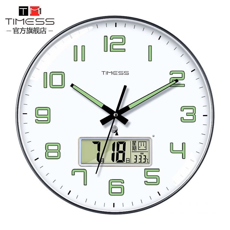 TIMESS p47-1 智能夜光万年历挂钟 14英寸 （单位：个） 黑边白面