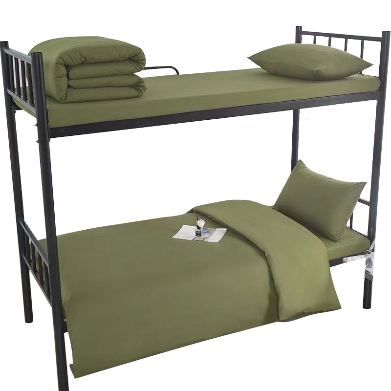 安居先森 D1383 纯色全棉三件套 被套150*200cm/床单160*230cm/枕套48*74cm*1 （单位：套） 军绿色