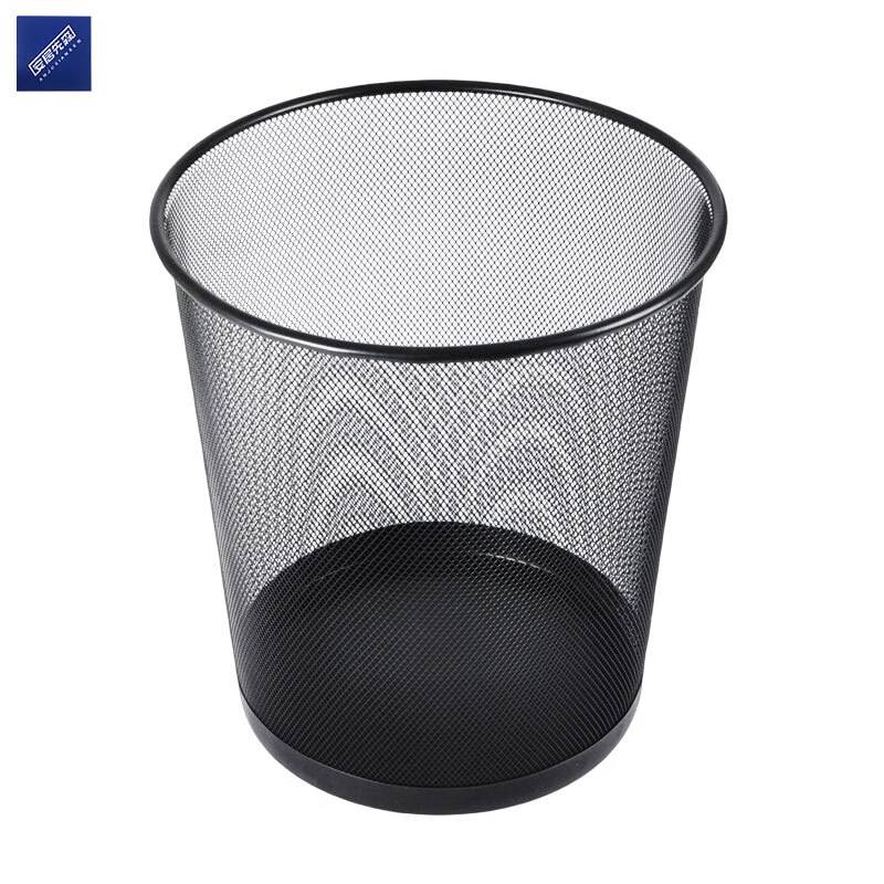 安居先森 圆形 金属网面垃圾桶 大号 （单位：个） 黑色