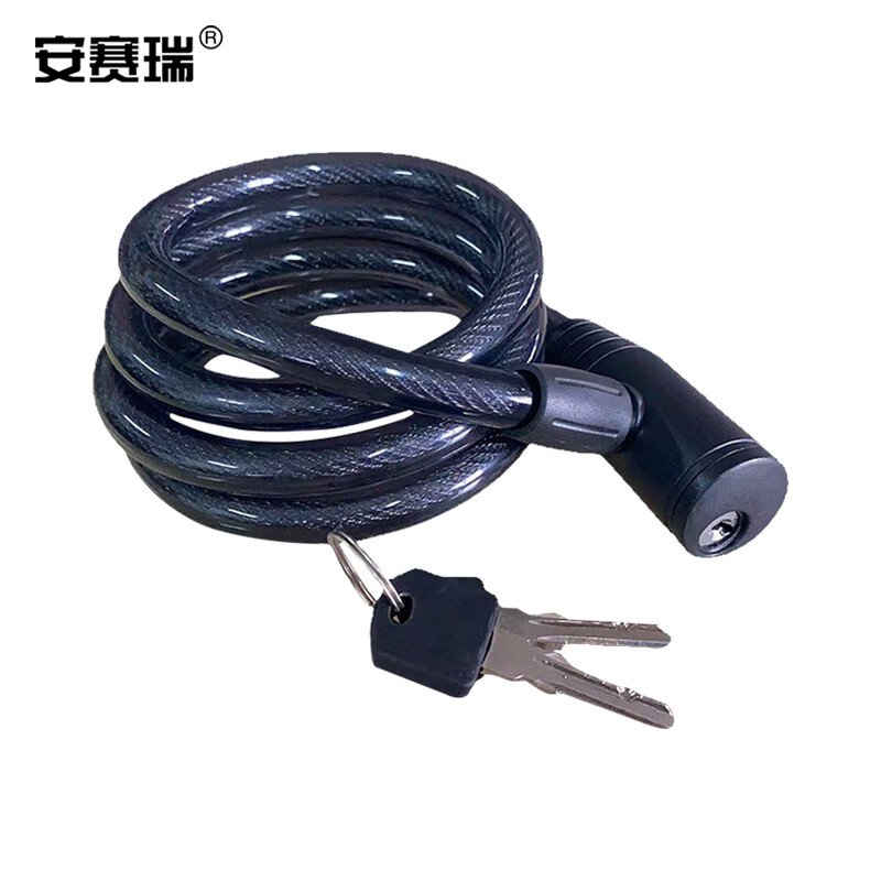 安赛瑞 520205 钢缆锁 12mm*1200mm （单位：个） 黑