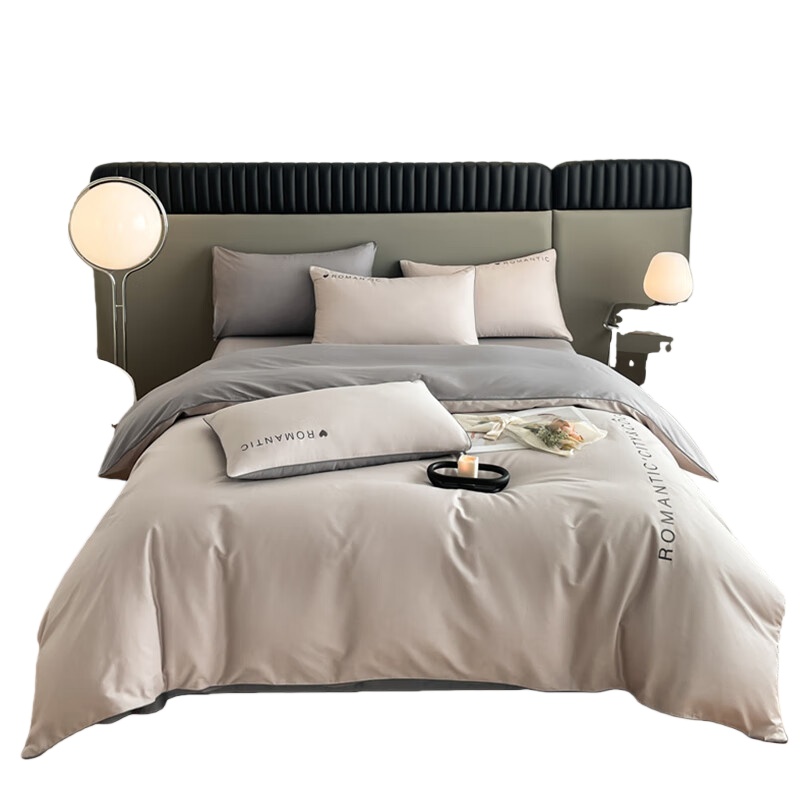 婵思 CHG0220078 全棉刺绣King系列四件套 200*230cm （单位：套） 格灰