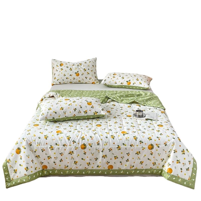 婵思 CHJC230243L 包边设计绗缝固定全棉夏凉被 150*200cm （单位：条） 砂糖橘