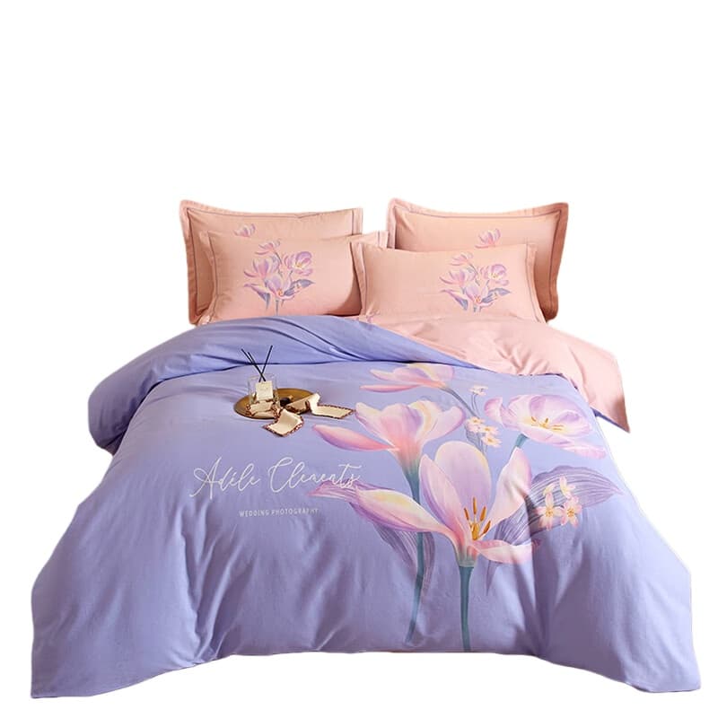 婵思 CMB0220086 纯棉磨毛大版写意系列四件套 220*240cm （单位：套） 秋月午后