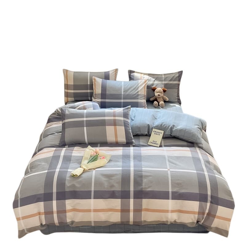 婵思 CNH0230186 时尚全棉条格四件套 200*230cm （单位：套） 拿破仑