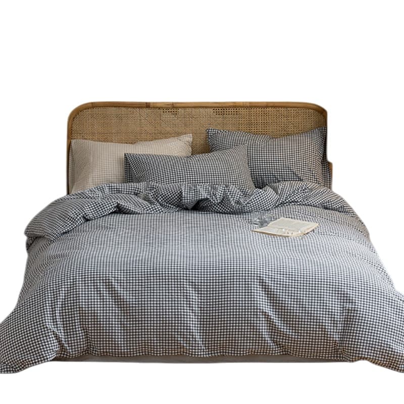 婵思 TJGSXM2000542 水洗棉纯棉格子床上四件套 200*230cm （单位：套） 蓝白小格