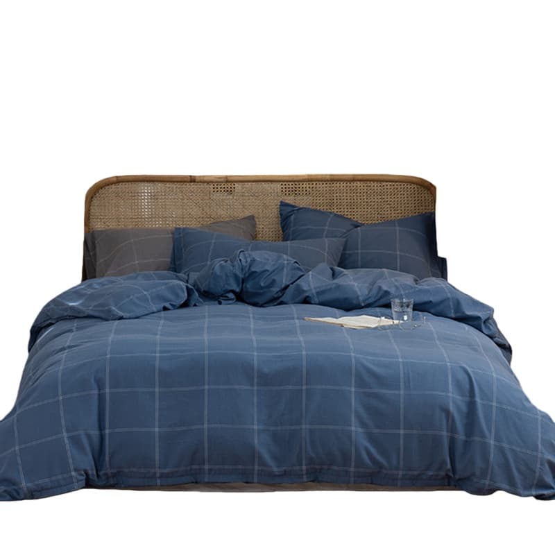 婵思 TJGSXM2000545 法莱绒纯棉床上四件套 220*240cm （单位：套） 蓝色大格