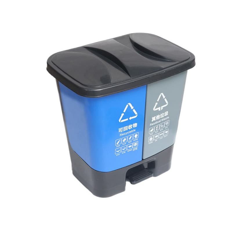 超灵 CL-15 塑料脚踏式分类垃圾桶 双桶 （单位：个） 蓝灰色