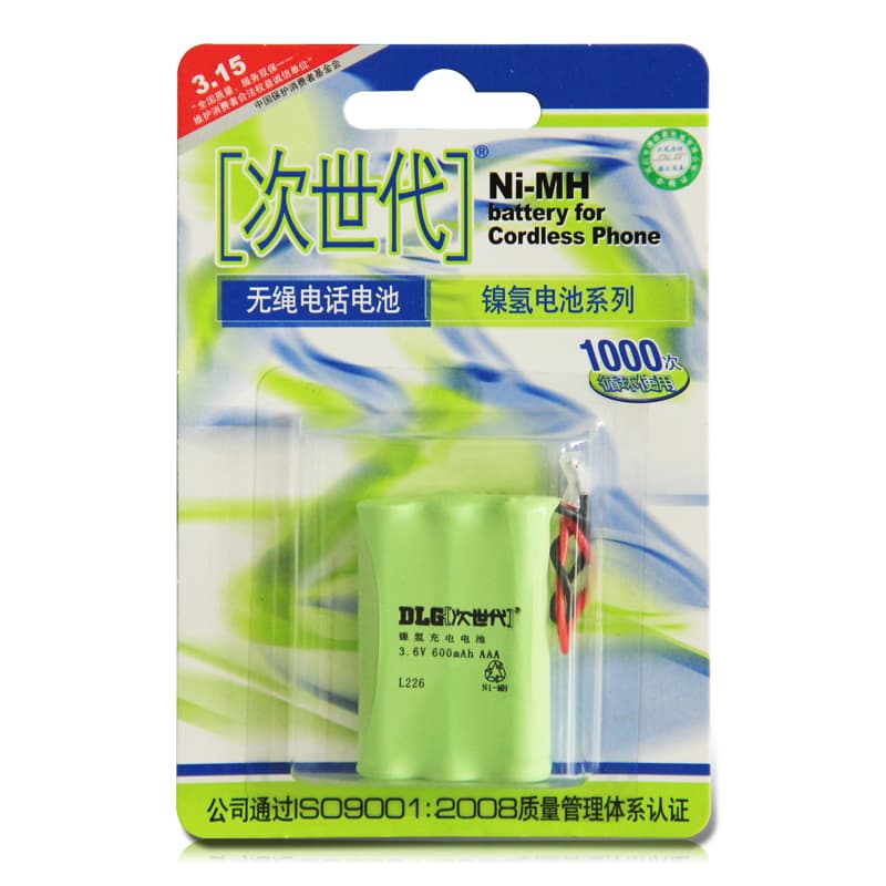 次世代 L226 无绳电话机电池 镍氢充电电池 3.6V 600mAh AAA*3 （单位：节） 绿色