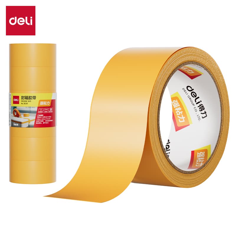 得力（deli） 30238 封箱胶带 48mm*60y 6个/筒 （单位：筒） 米黄色