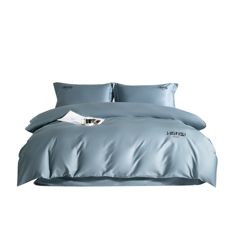 汉司家纺 纯色 全棉刺绣贡缎60S床上四件套 200*230cm （单位：套） 海清色