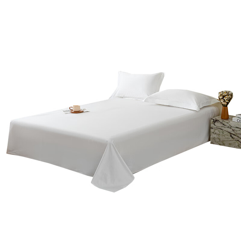 汉司家纺 60*80S 喷气全棉贡缎床单 210*290cm （单位：条） 纯白色