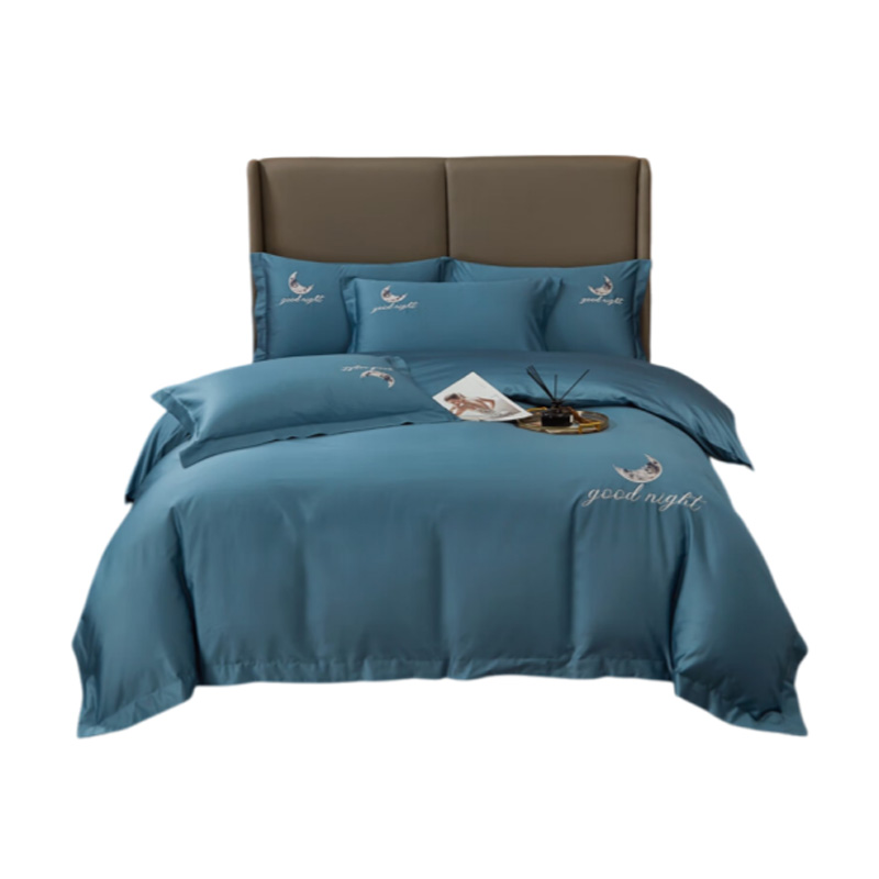 汉司家纺 夜之梦 60S长绒棉绣花床上套件 200*230cm （单位：套） 宾利蓝