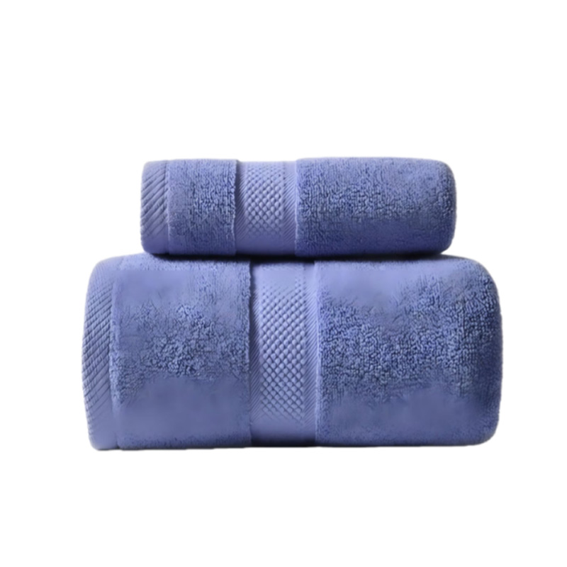 汉司家纺 毛巾+浴巾 棉柔素色套装 2条/套 （单位：套） 蓝色