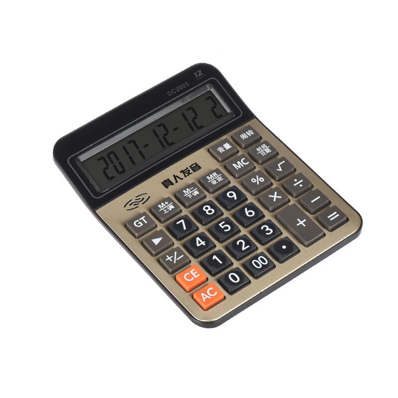 史泰博 DC2005 语音型桌面计算器 12位大号 （单位：台） 金色