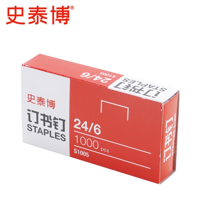史泰博 S1004 订书钉 通用型 1000枚/盒 （单位：盒） 银色