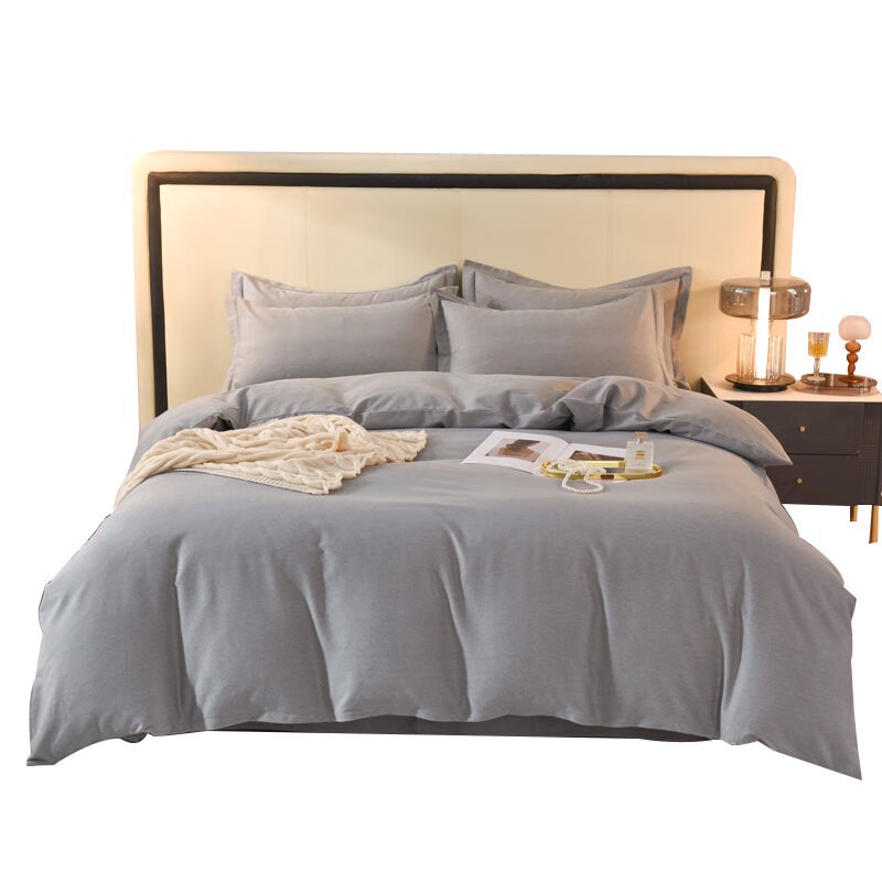 舒朵言 SDY-104 高支纯棉被罩床单纯色四件套 160*210cm （单位：套） 灰色