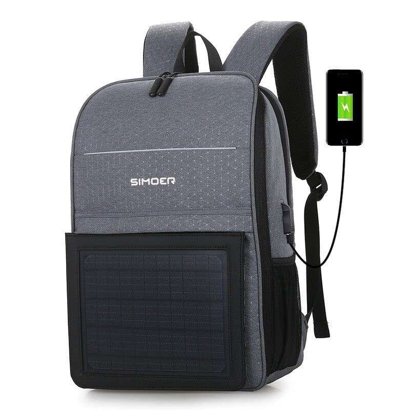 斯莫尔（SIMOER） SL-6016 太阳能充电双肩背包 宽31*高41*厚17cm （单位：个） 灰色