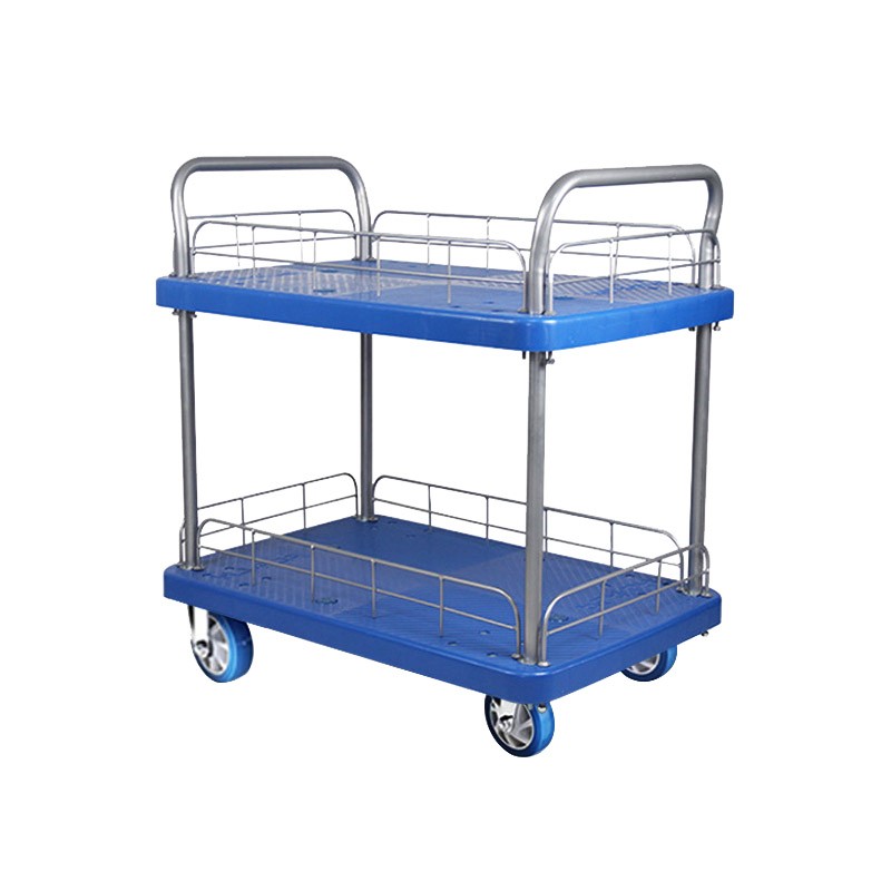 苏识 WSHL-60 双层护栏平板手推车 60*90cm通花轮 （单位：辆） 蓝色