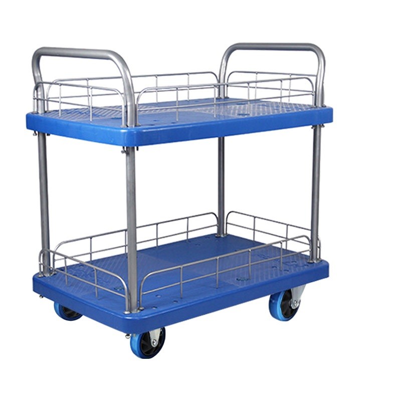 苏识 ZSHL-48 双层护栏平板手推车 48*72cm蓝弹轮 （单位：辆） 蓝色