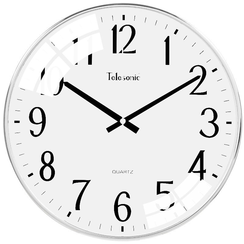 天王星（Telesonic） Q0676-2 静音石英挂钟 14英寸 （单位：个） 银色