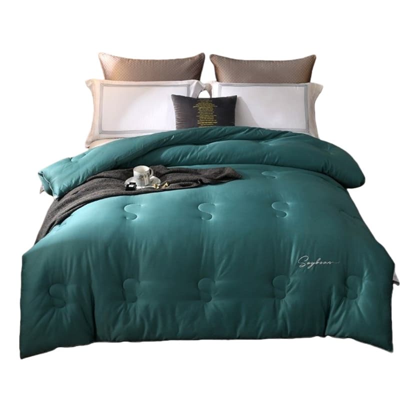 伊伊爱 A1900051 60S纯色长绒棉大豆秋冬被 200*230cm （单位：件） 墨绿