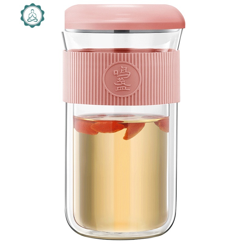 鸣盏 MZ-8002 双层玻璃杯 250ml （单位：个） 梅红色