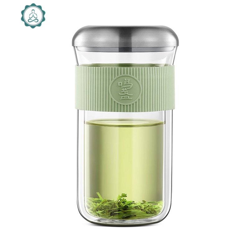 鸣盏 MZ-8002 双层玻璃杯 250ml （单位：个） 青瓷色