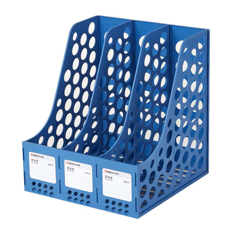 齐心（Comix） B2073 三格资料架 262*259*291mm （单位：个） 蓝色