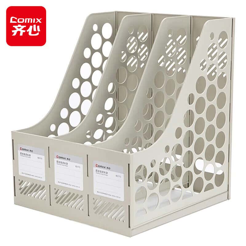 齐心（Comix） B2173 三格资料架 258*262*314mm （单位：个） 灰色