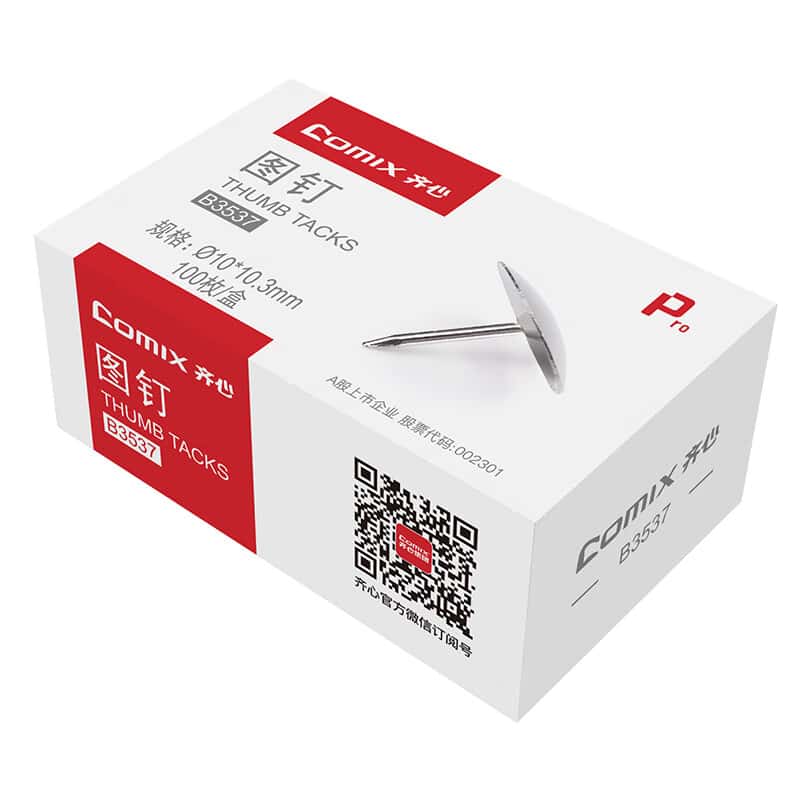 齐心（Comix） B3537 图钉 10mm 100枚/盒 （单位：盒）