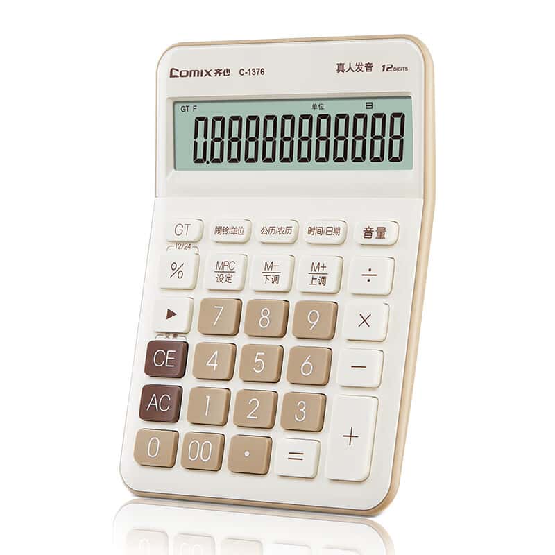 齐心（Comix） C-1376 语音计算器 12位 （单位：个） 白色