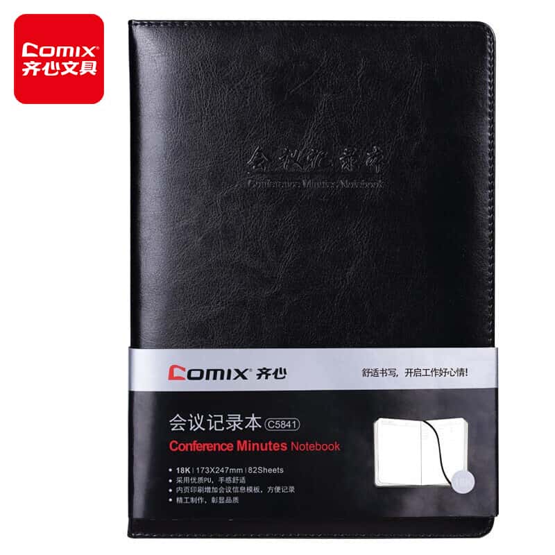 齐心（Comix） C5841 皮面笔记本 18K 82张 （单位：本） 黑色