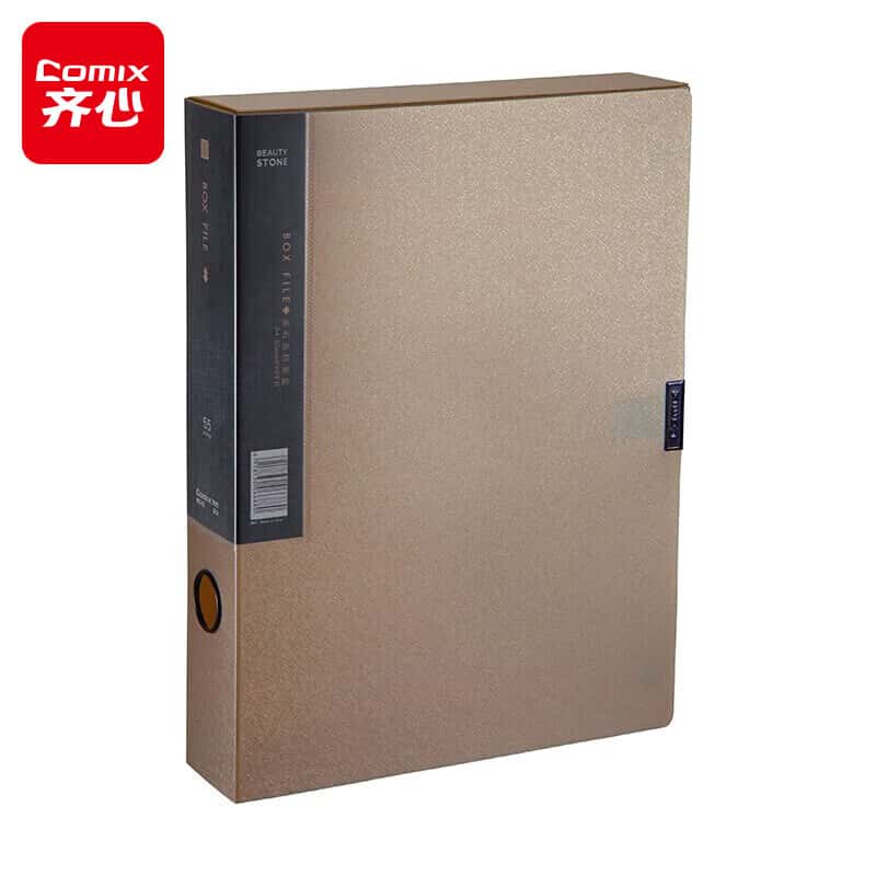 齐心（Comix） MC-55 粘扣档案盒 A4 55mm （单位：个） 土豪金色