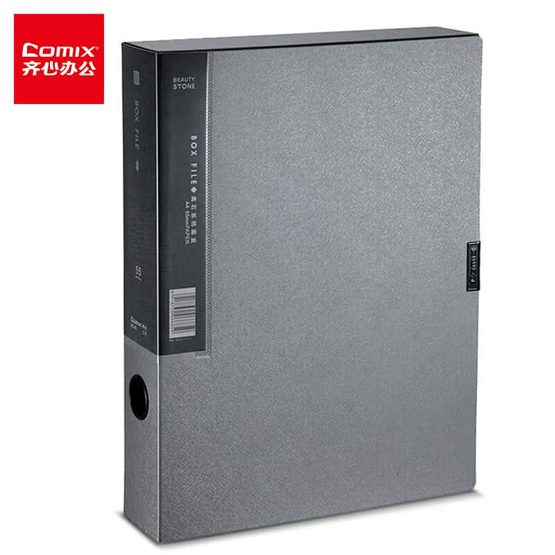 齐心（Comix） MC-55 粘扣档案盒 A4 55mm （单位：个） 亚银