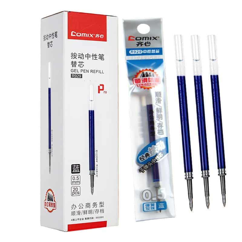 齐心（Comix） R929 中性笔芯 0.5mm 20支/盒 （单位：盒） 蓝色