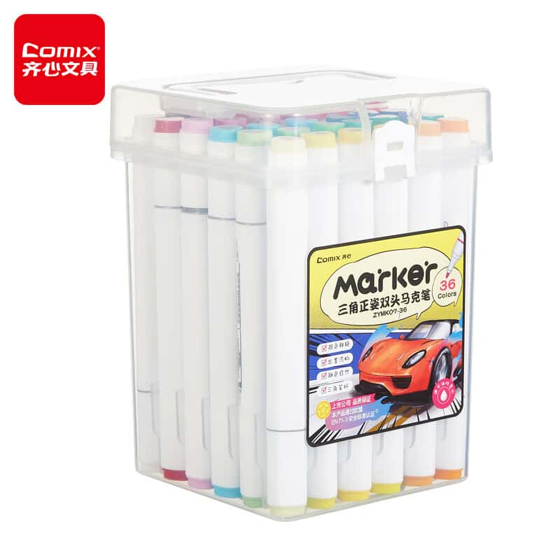 齐心（Comix） ZYMK07-36 大三角杆双头马克笔 36色 （单位：桶）